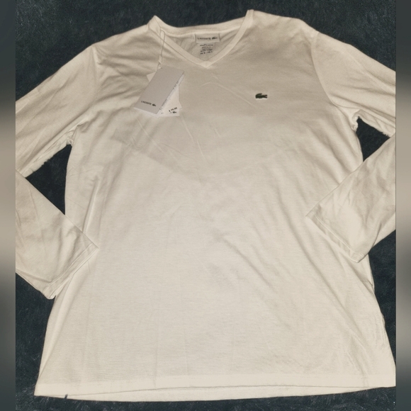 Lacoste Other - Nwt mens lacoste white long sleeve v neck t shirt size large